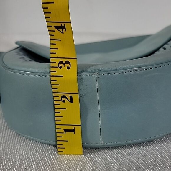 Skagen Lobelle SKY BLUE Mini Perforated Leather Saddle Bag Crossbody cut out - Picture 12 of 15